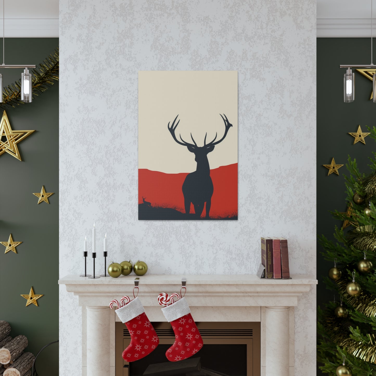 Reindeer with antlers  Digital Illustration Canvas Gallery Wraps