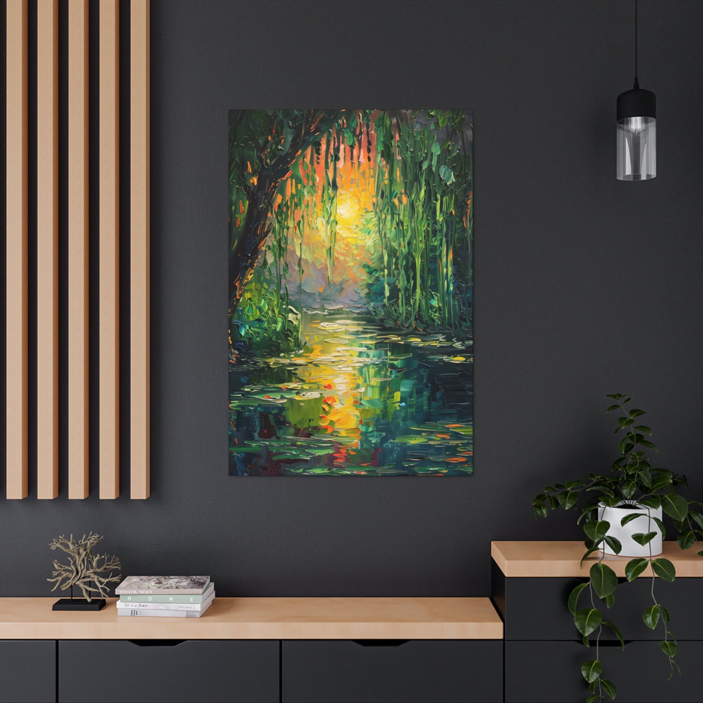 Lake in a Forest - Claude Monet Style Digital Print Canvas Gallery Wraps