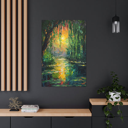 Lake in a Forest - Claude Monet Style Digital Print Canvas Gallery Wraps