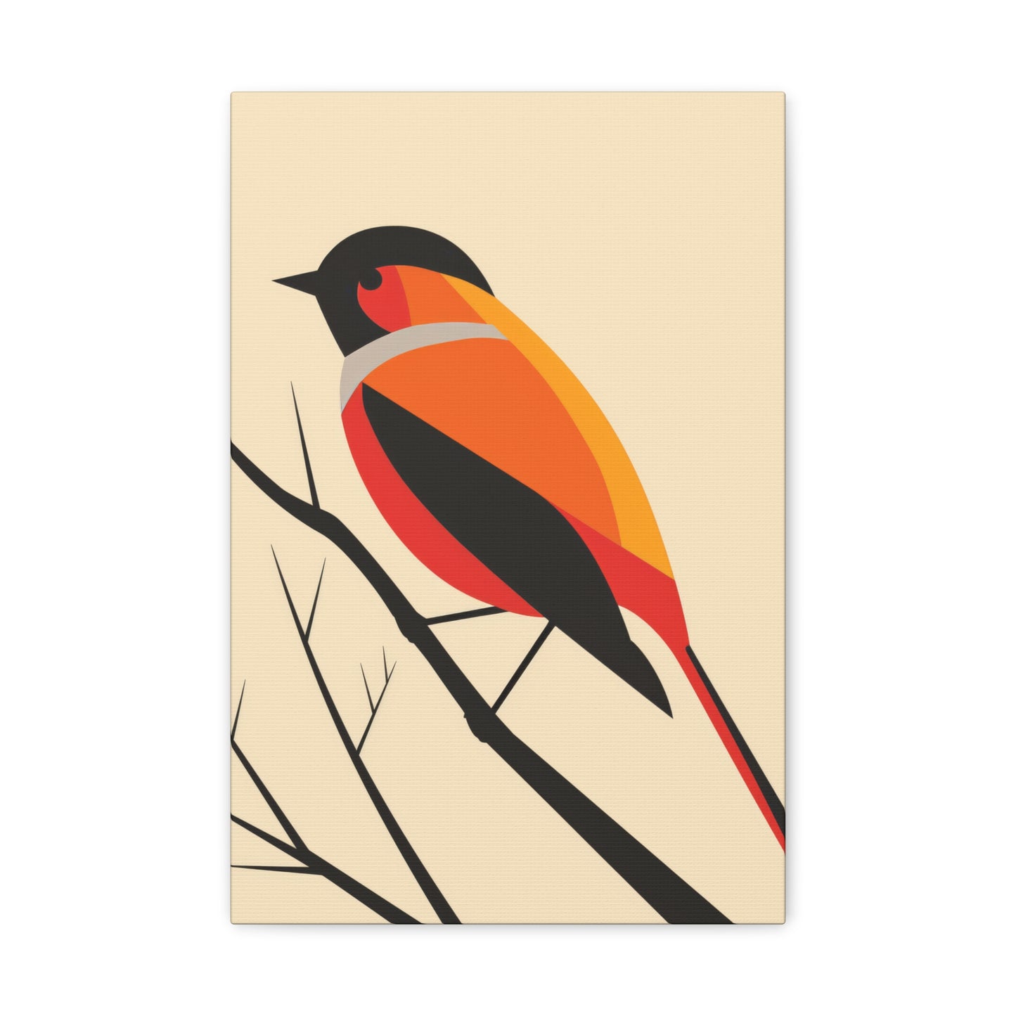 Bird siting on a tree branch Digital Illustration Canvas Gallery Wraps