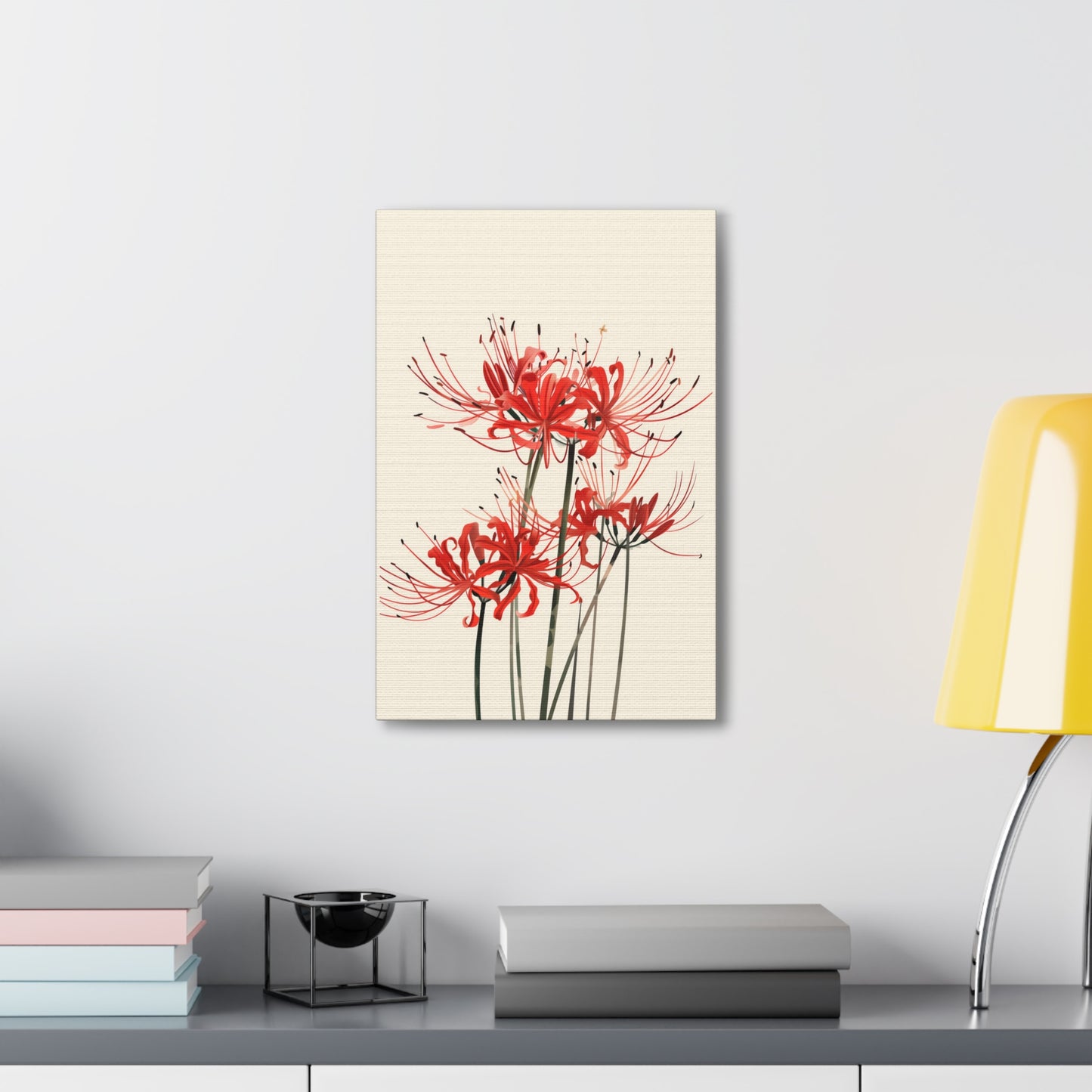 Red Spider Lily Flower Digital Illustration Canvas Gallery Wraps