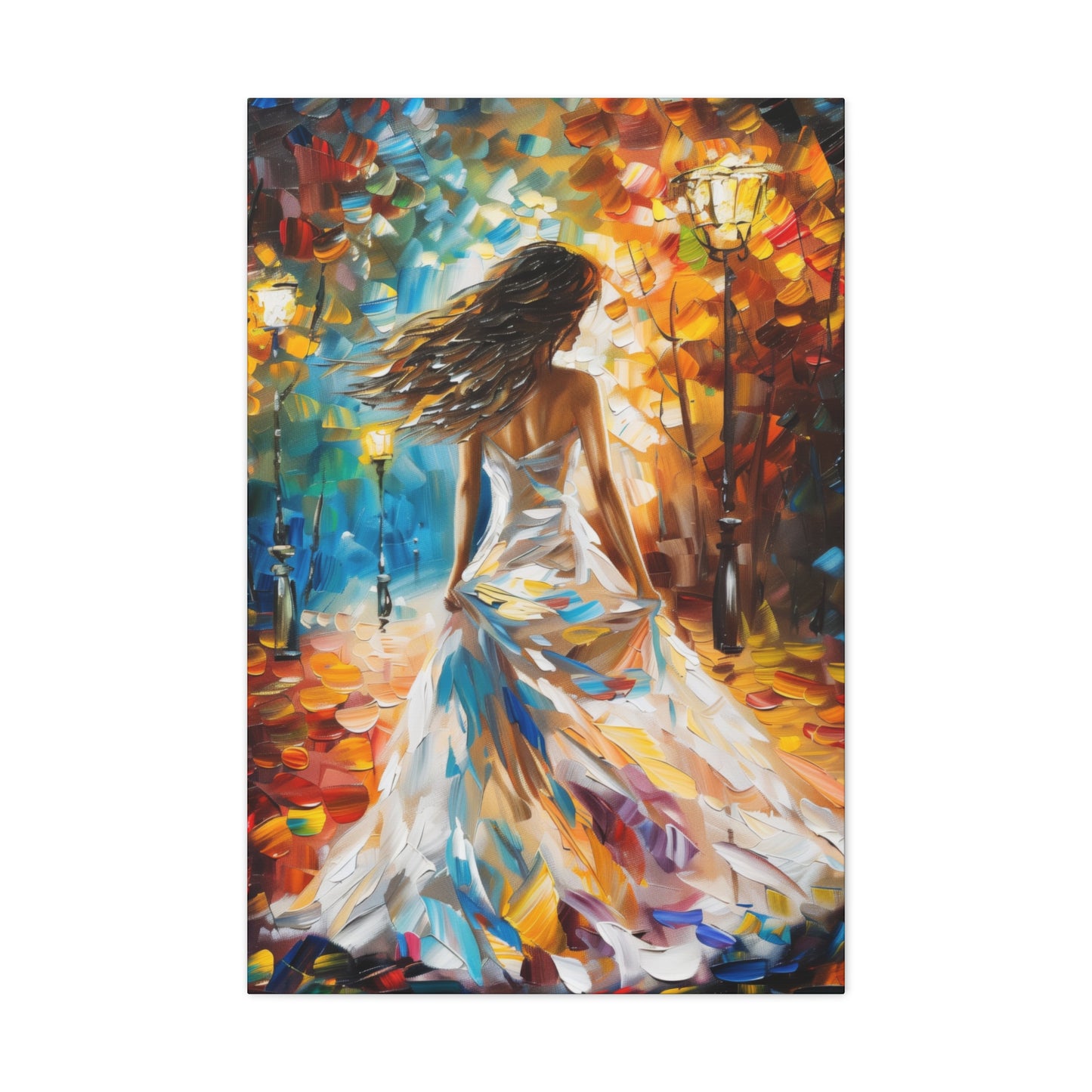 bride walking in street - Leonid Afremov Style Digital Print Canvas Gallery Wraps