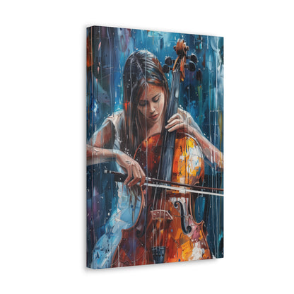 Girl Playing Guitar - Digital Oil Painting Canvas Gallery Wraps