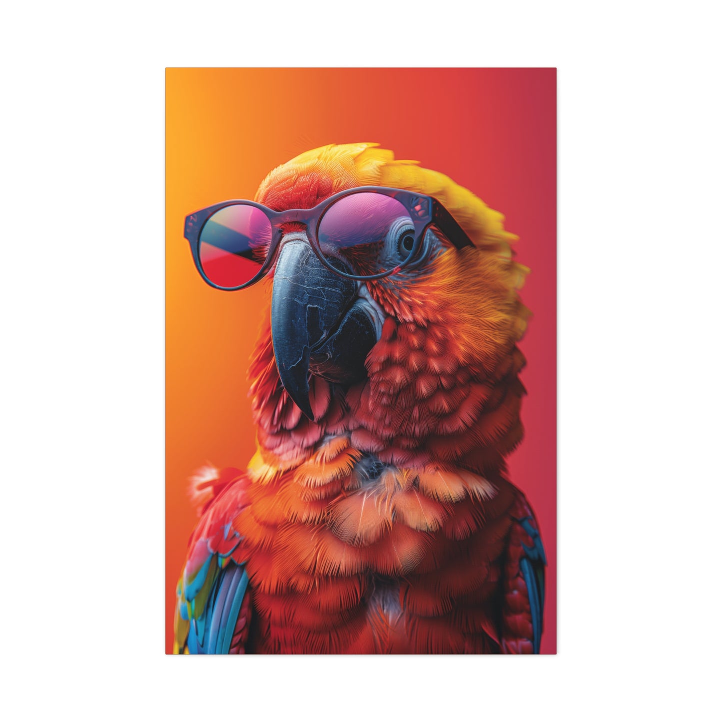 Parrot Wearing Sunglasses - Illustration Canvas Gallery Wraps