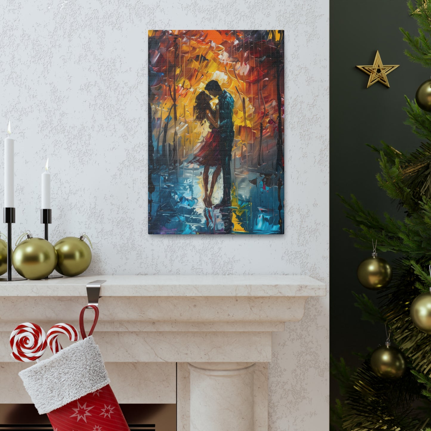 Couple - Leonid Afremov Style Digital Oil Painting Canvas Gallery Wraps