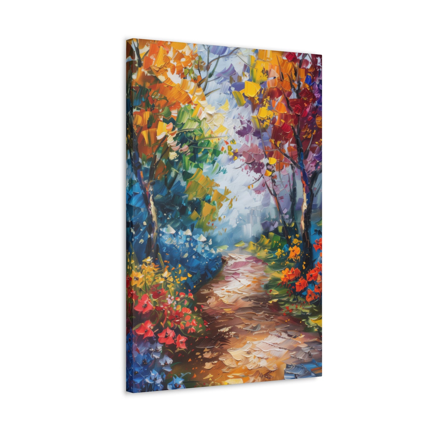 Road Through Autumn Flower Forest - Leonid Afremov Oil Painting Canvas Gallery Wraps