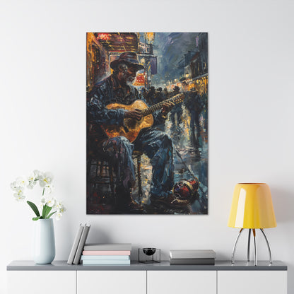 Man Playing Guitar on the Street - Rembrandt Style Digital Oil Painting Canvas Gallery Wraps