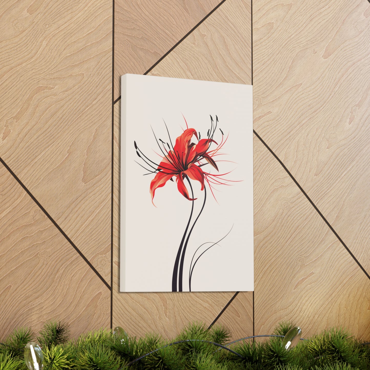 Red Spider Lily Flower Digital Illustration Canvas Gallery Wraps