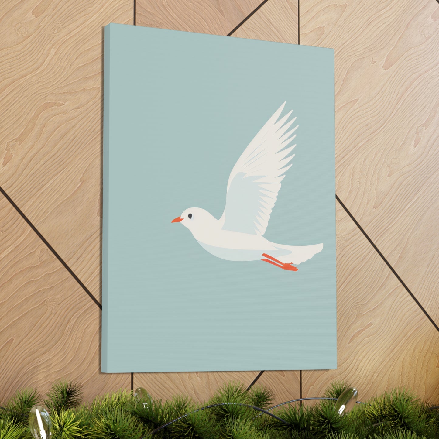 White Dove Flying Digital Illustration Canvas Gallery Wraps