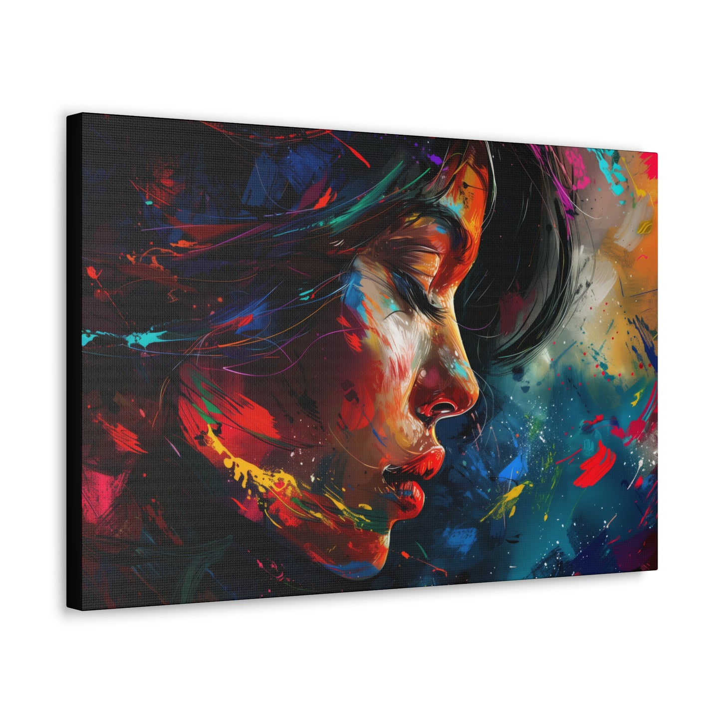 Beautiful Girl Face - Colorful Impressionist Style Digital Art Canvas Gallery Wraps