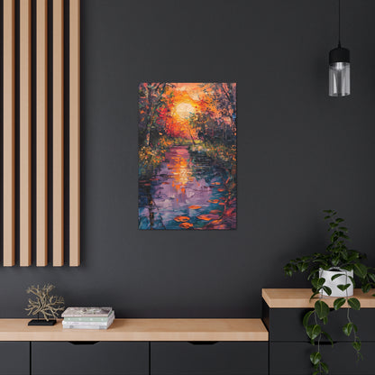 Pond in a Forest - Claude Monet Style Digital Print Canvas Gallery Wraps