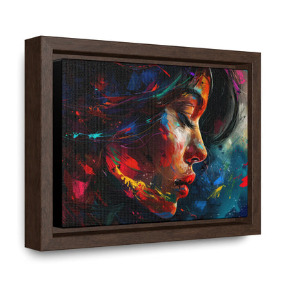 Beautiful Girl Face - Colorful Impressionist Style Digital Canvas Art Print Horizontal Frame