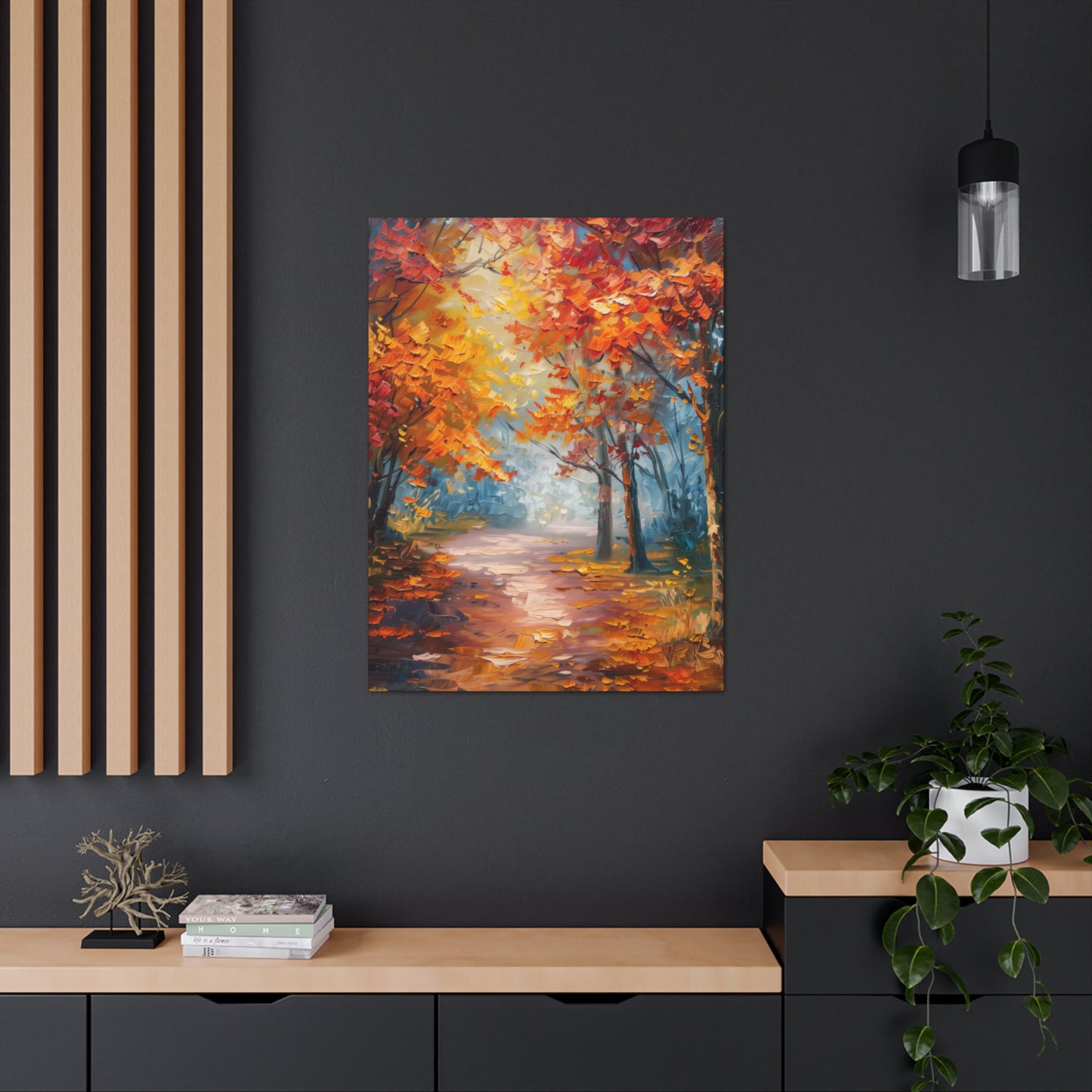 Road Through Autumn Forest - Leonid Afremov Oil Painting Canvas Gallery Wraps