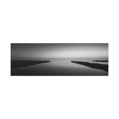 River Delta - Black and White Landscape Panorama Canvas Gallery Wraps