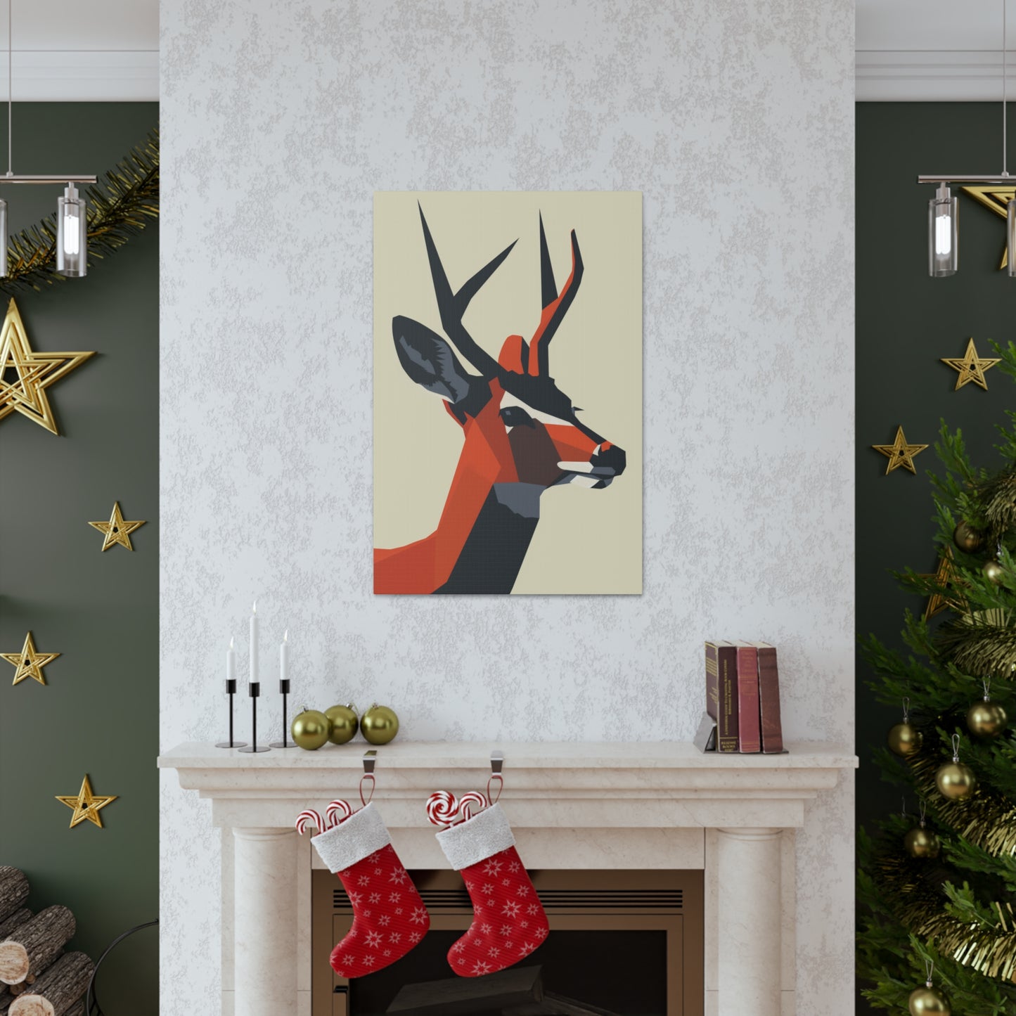 Reindeer with antlers Digital Illustration Canvas Gallery Wraps