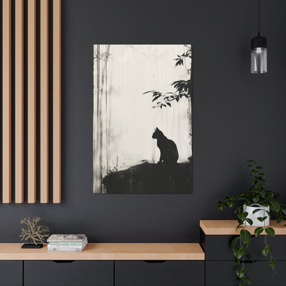 Black Cat Digital Illustration Canvas Gallery Wraps