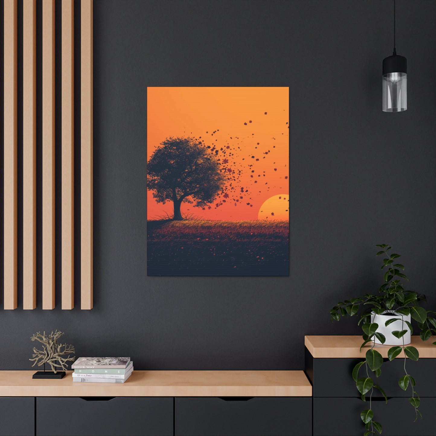 Tree in a Golden Sunset Digital Illustration Canvas Gallery Wraps