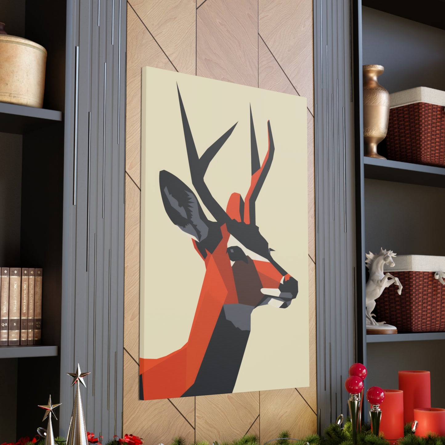 Reindeer with antlers Digital Illustration Canvas Gallery Wraps