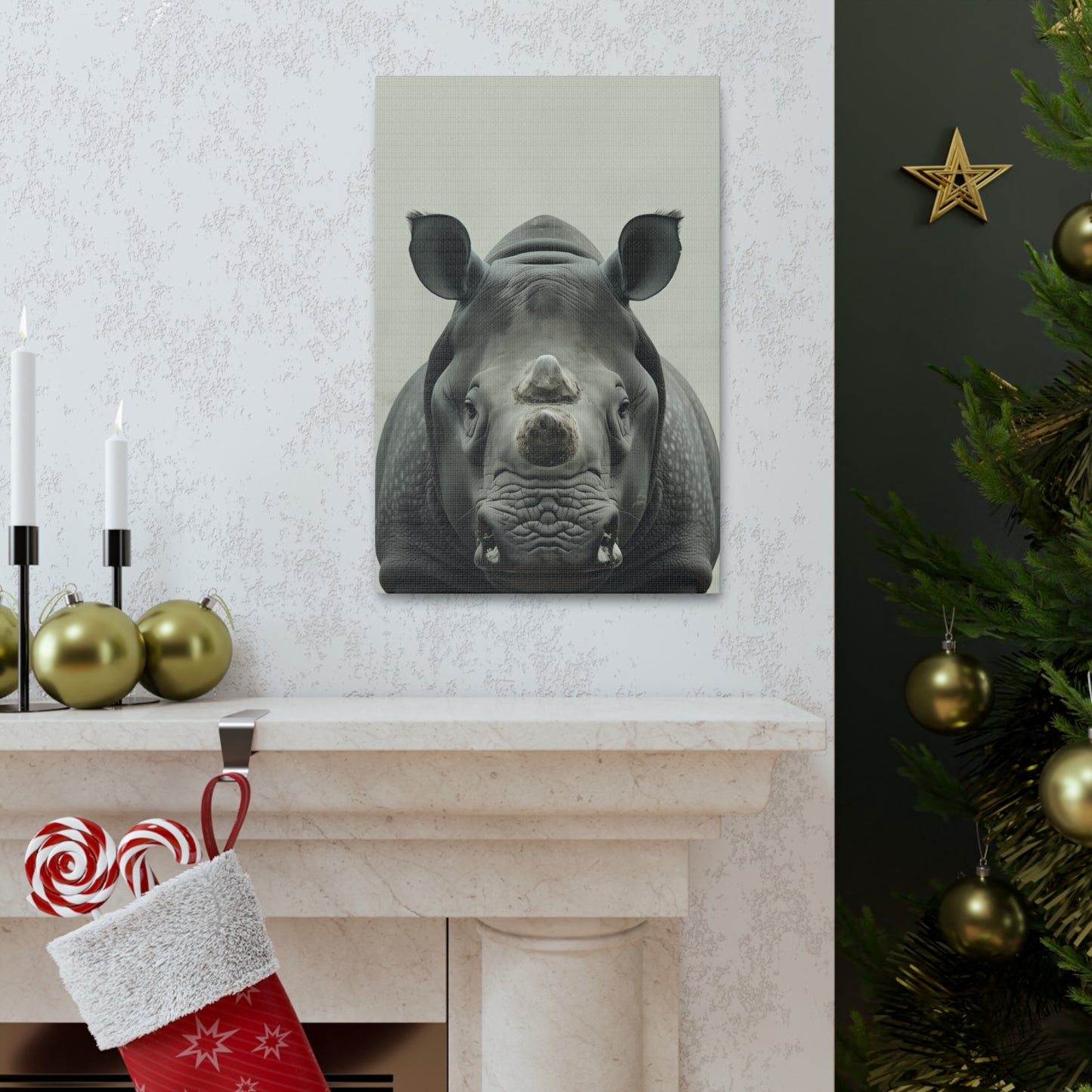 Rhinoceros  Digital Illustration Canvas Gallery Wraps