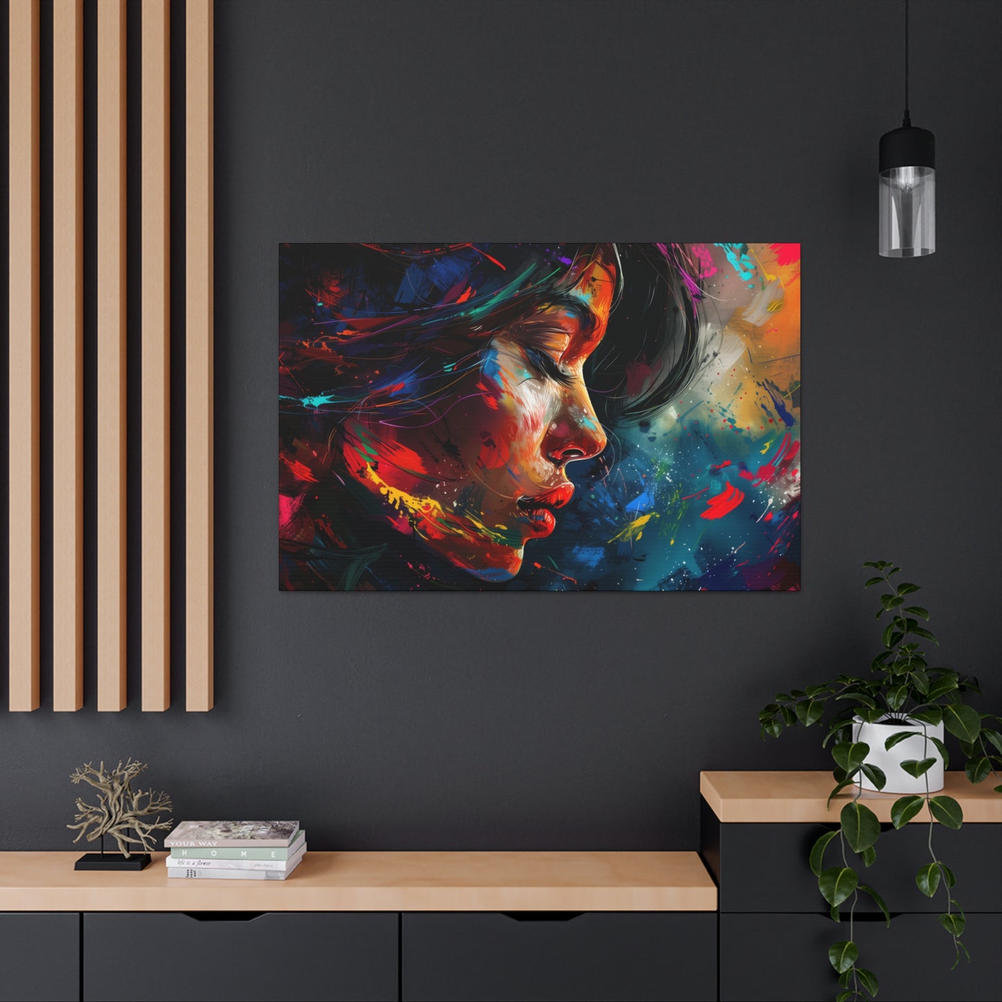 Beautiful Girl Face - Colorful Impressionist Style Digital Art Canvas Gallery Wraps