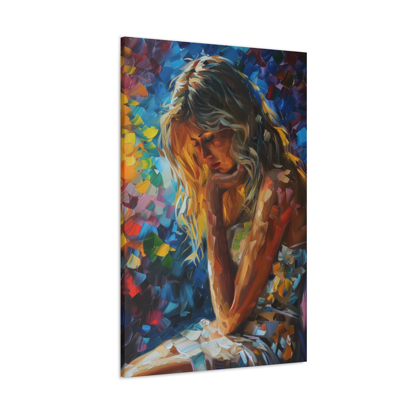 Cute Girl - Leonid Afremov Style Digital Oil Painting Canvas Gallery Wraps