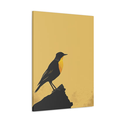 Bird Sitting on a Rock Digital Illustration Canvas Gallery Wraps