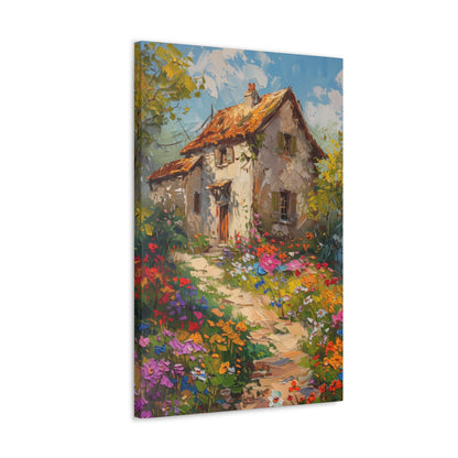 French country side whimsical old house Digital Oil Painting Print Canvas Gallery Wraps