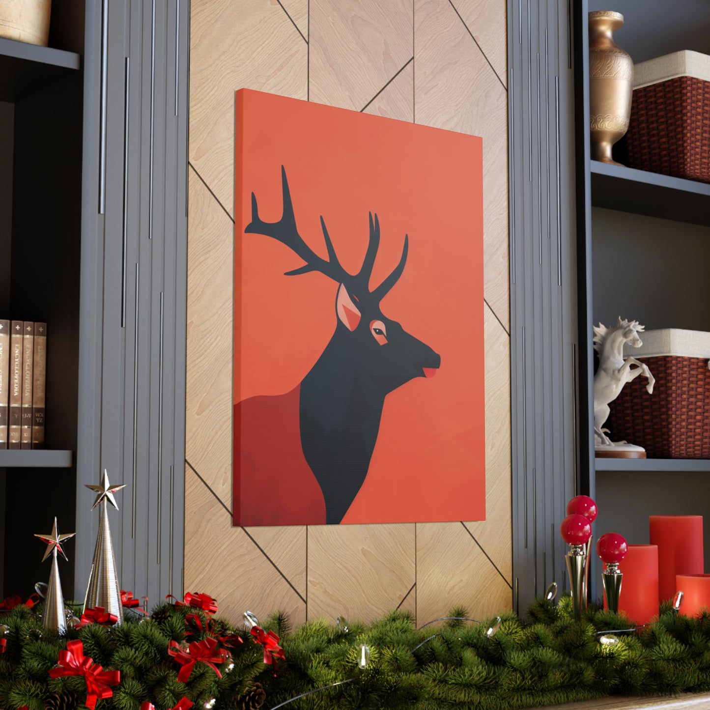 Reindeer with antlers Digital Illustration Canvas Gallery Wraps