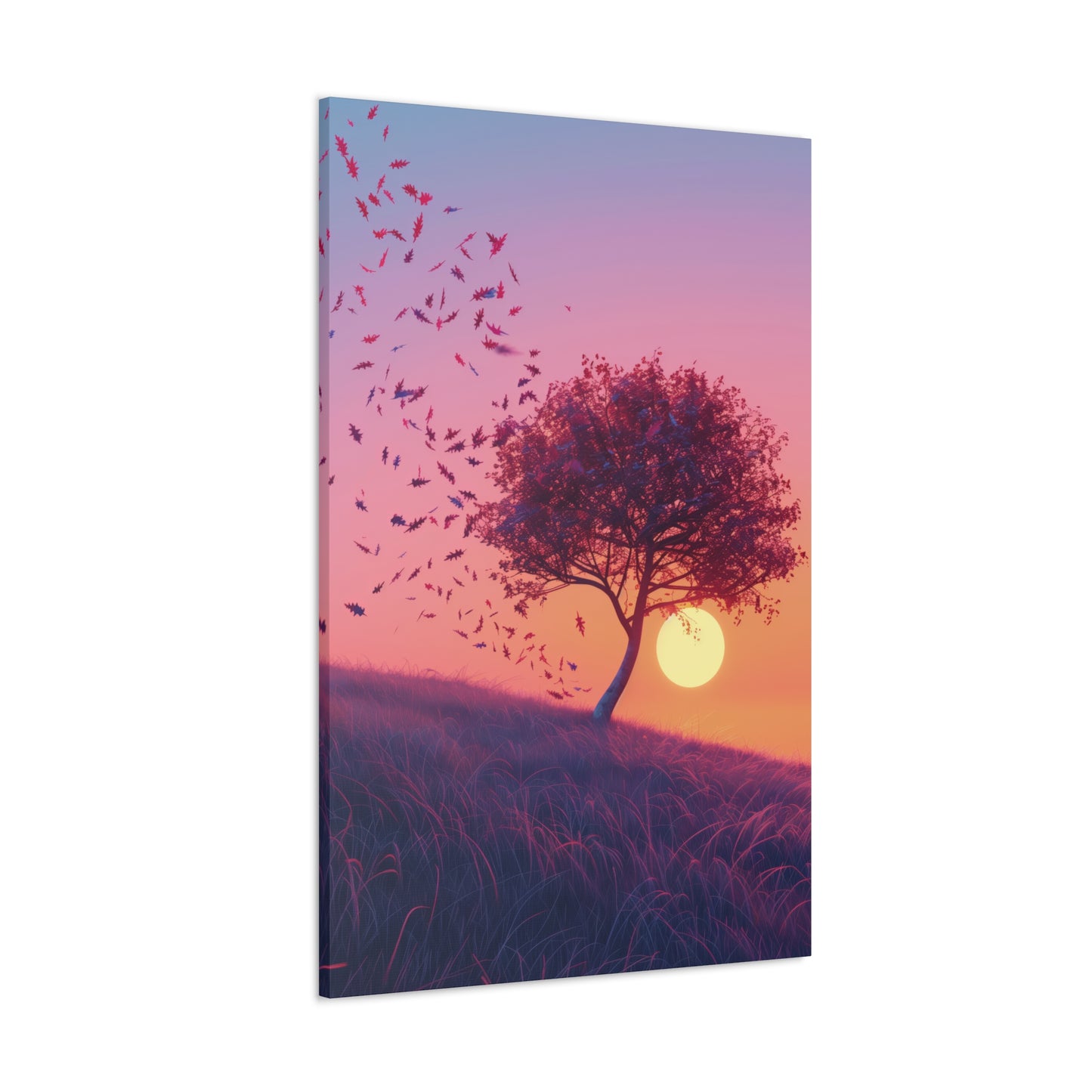 Leaves Carried by Wind from a Tree - Illustration Canvas Gallery Wraps