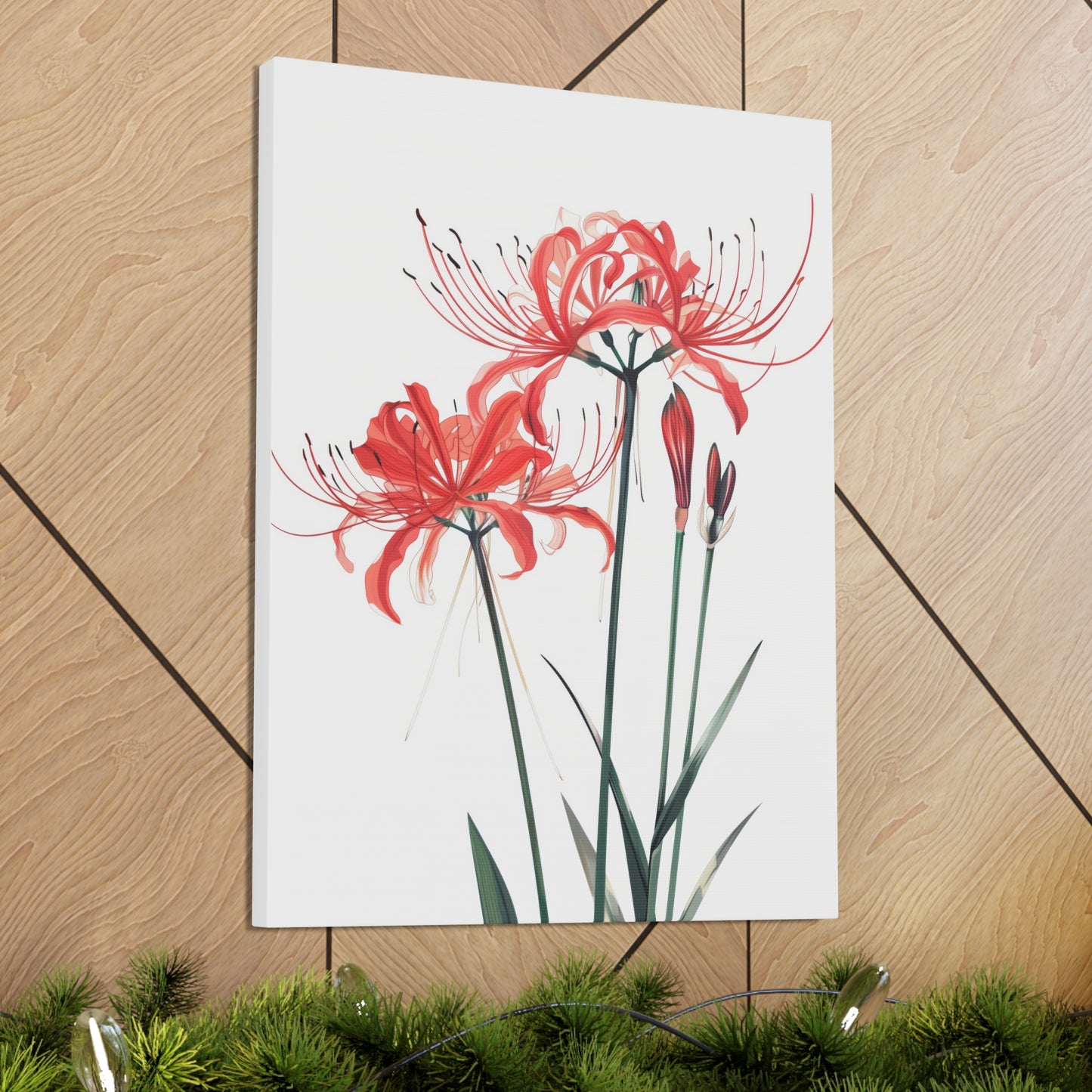 Red Spider Lily Flower Digital Illustration Canvas Gallery Wraps