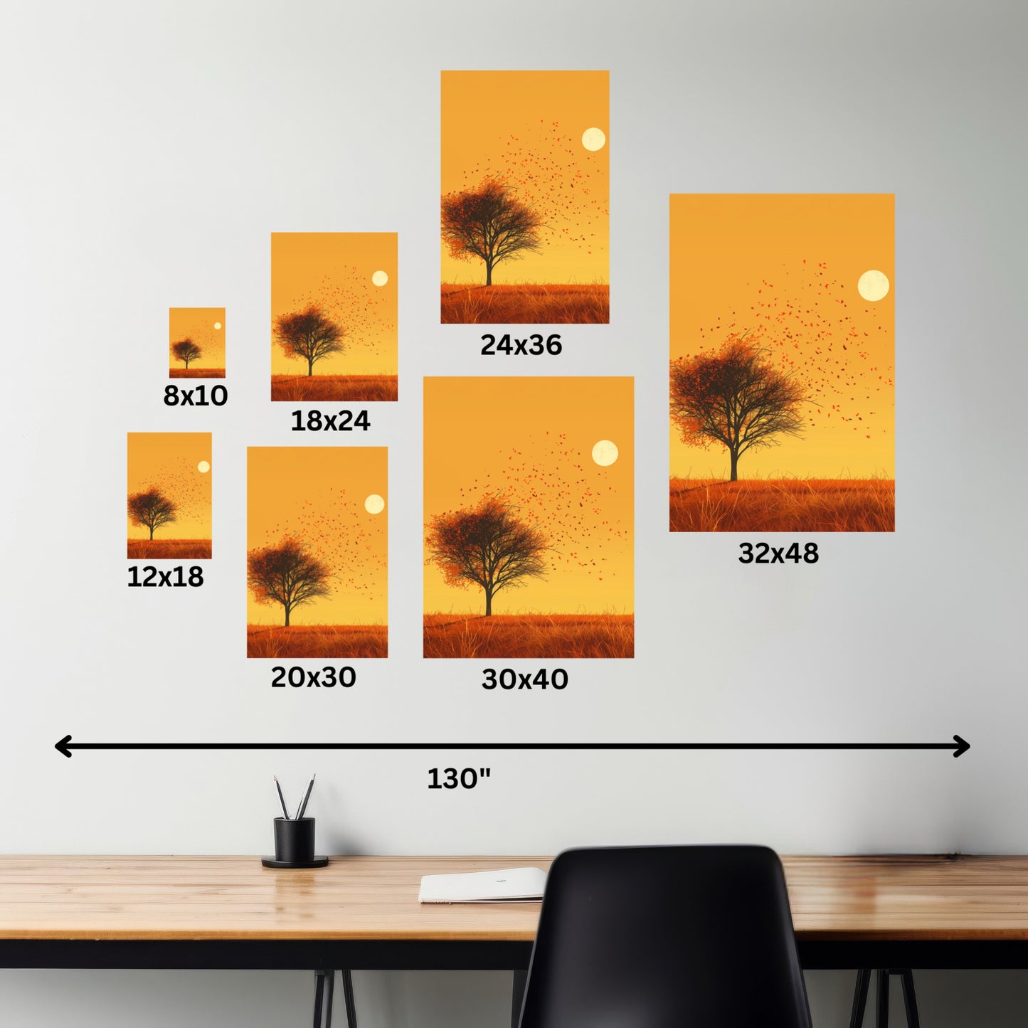 Tree in a Golden Sunset Digital Illustration Canvas Gallery Wraps