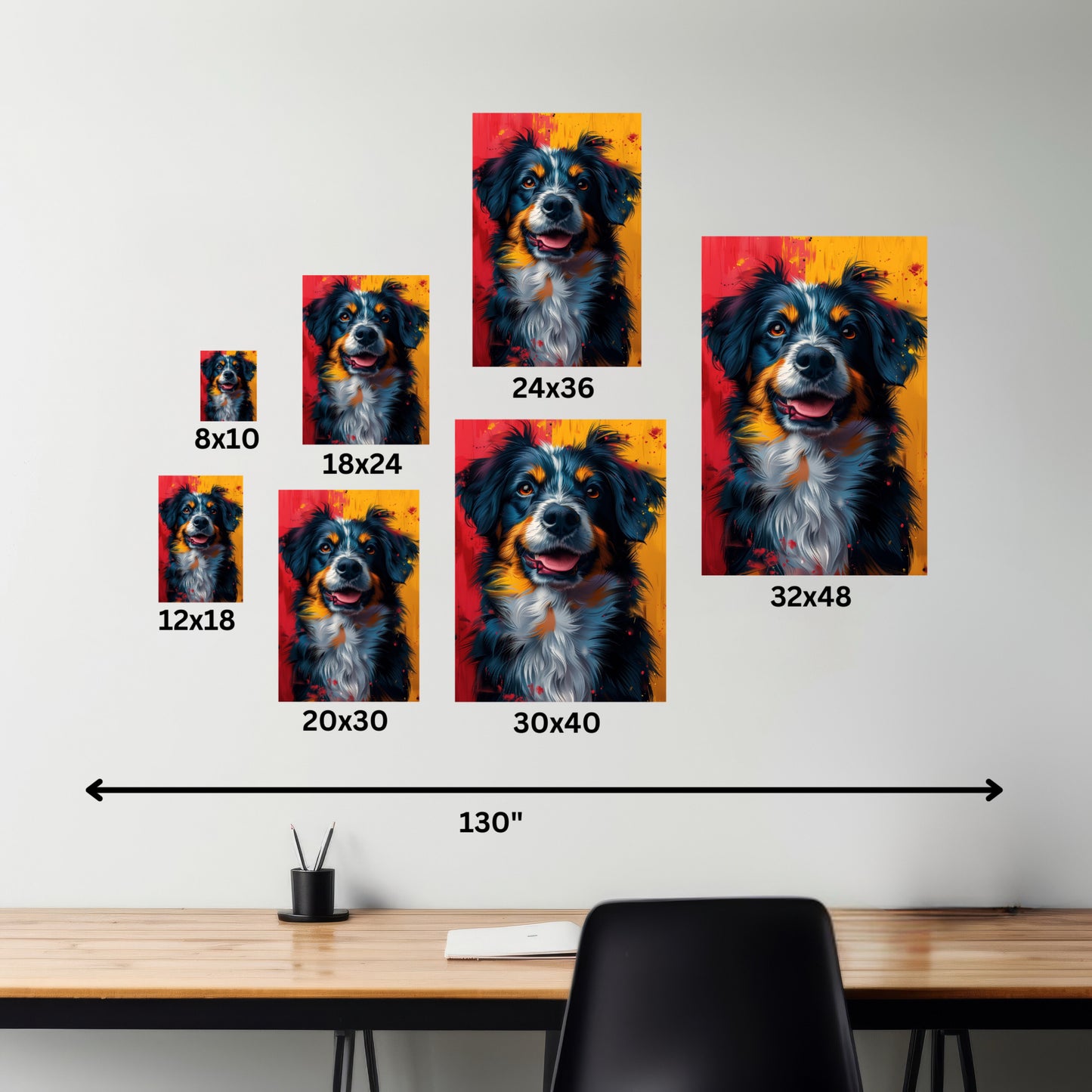 Border Collie Dog - Illustration Canvas Gallery Wraps