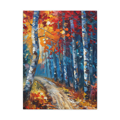 road through autumn forest - Leonid Afremov Style Digital Print Canvas Gallery Wraps