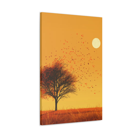 Tree in a Golden Sunset Digital Illustration Canvas Gallery Wraps