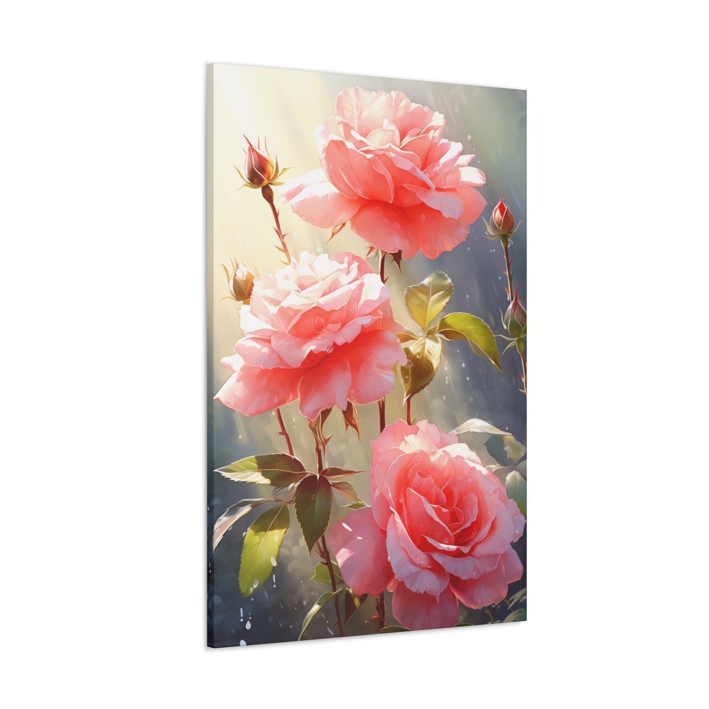 Rose Flowers - Watercolor Painting Digital Illustration Canvas Gallery Wraps