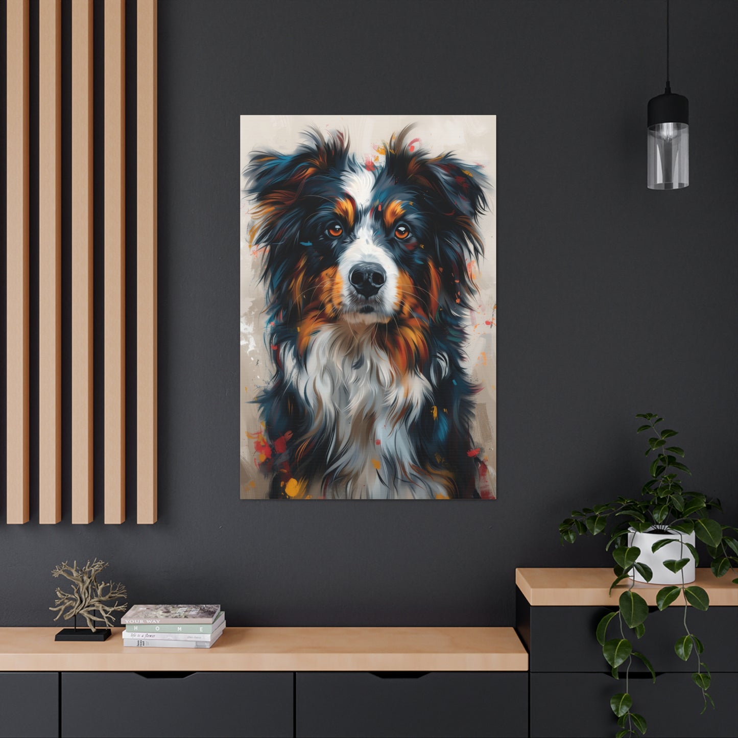 Border Collie Dog - Abstract Illustration Canvas Gallery Wraps