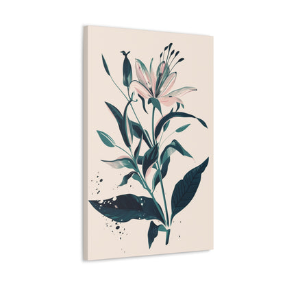 Lily Plant with Flowers - Illustration Canvas Gallery Wraps