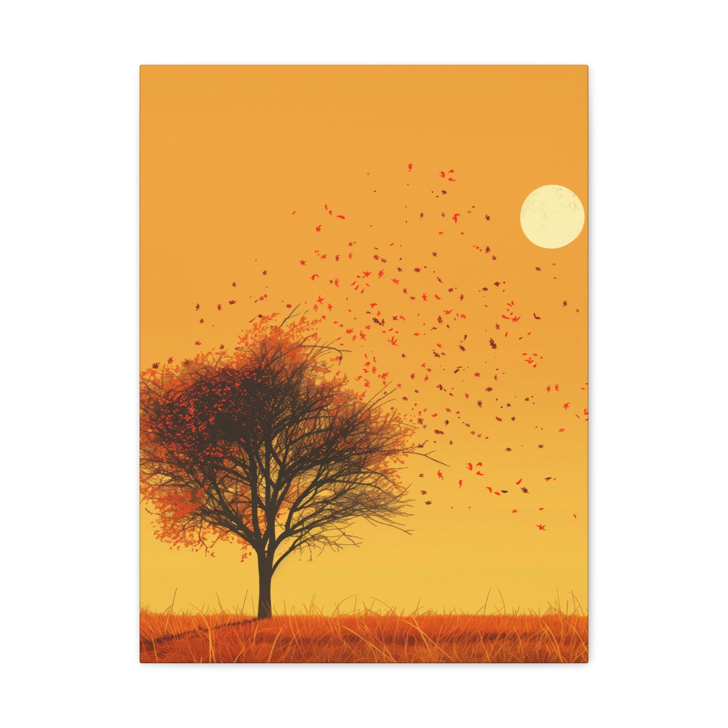 Tree in a Golden Sunset Digital Illustration Canvas Gallery Wraps