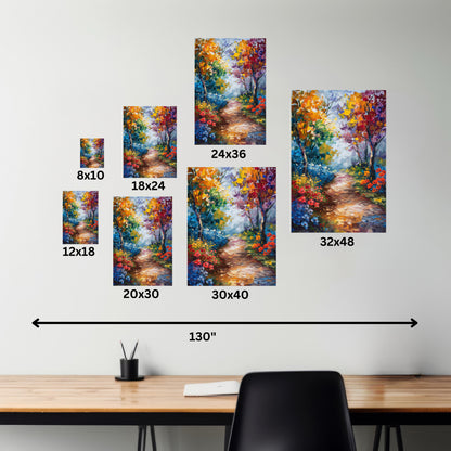 Road Through Autumn Flower Forest - Leonid Afremov Oil Painting Canvas Gallery Wraps