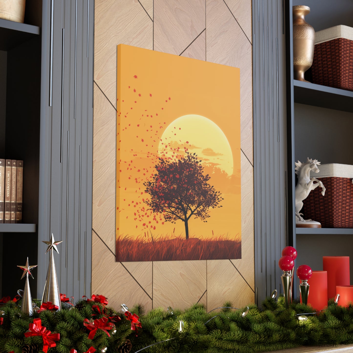 Tree in a Golden Sunset Digital Illustration Canvas Gallery Wraps