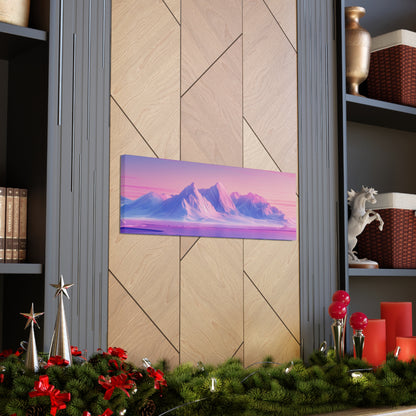 Snowy Mountain Evening - Digital Landscape Illustration Panorama Canvas Gallery Wraps