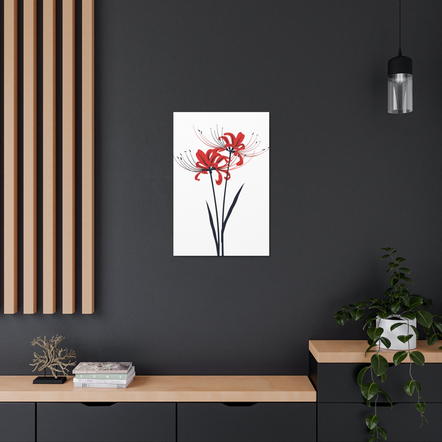 Red Spider Lily Flower Digital Illustration Canvas Gallery Wraps