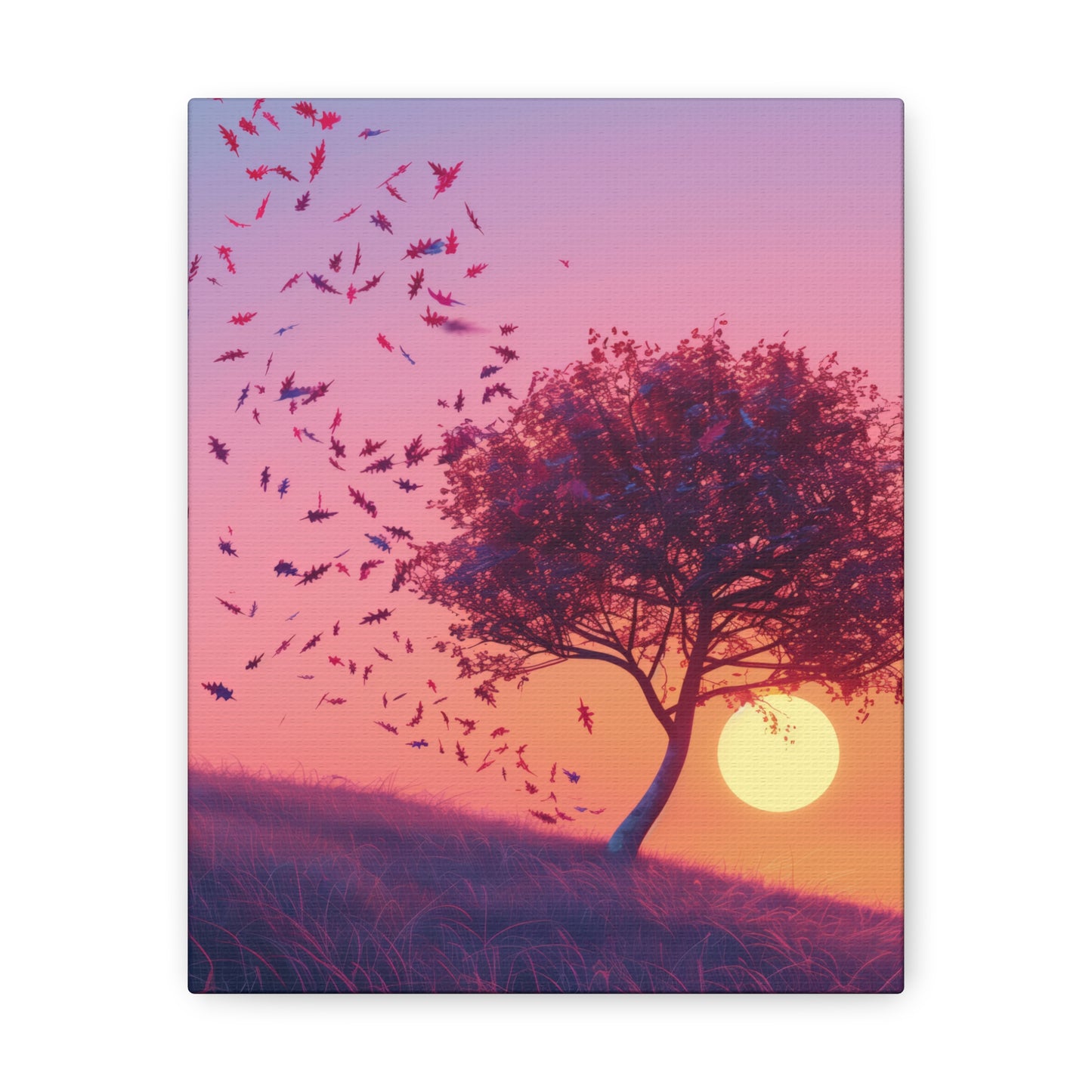 Leaves Carried by Wind from a Tree - Illustration Canvas Gallery Wraps