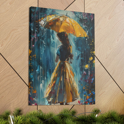 girl with an umbrella in rain - Leonid Afremov Style Digital Print Canvas Gallery Wraps