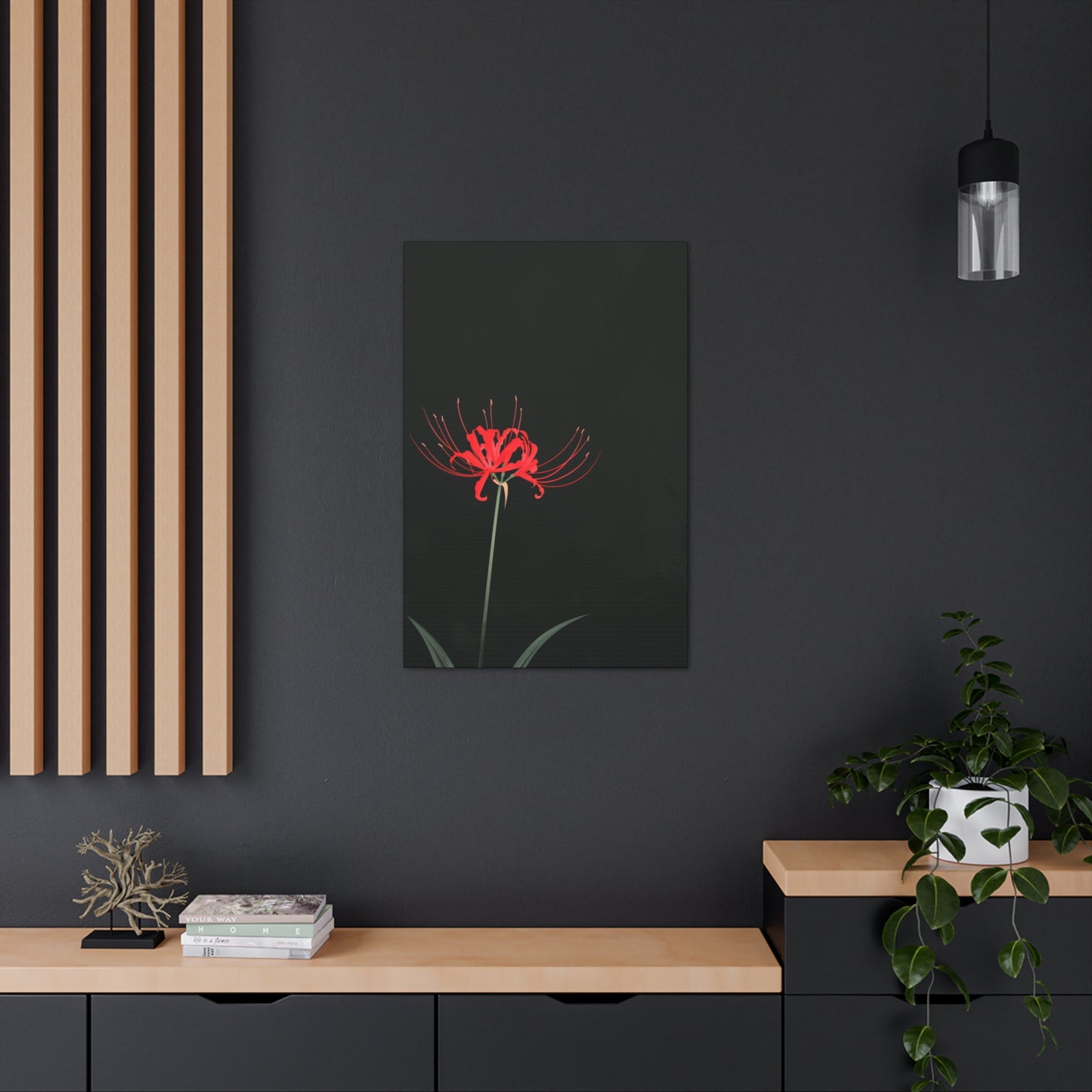 Red Spider Lily Flower Digital Illustration Canvas Gallery Wraps