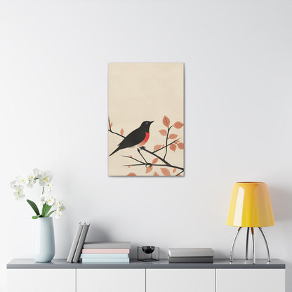 Bird siting on a tree branch Digital Illustration Canvas Gallery Wraps