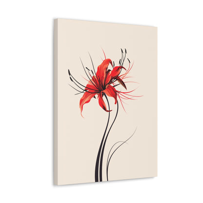 Red Spider Lily Flower Digital Illustration Canvas Gallery Wraps