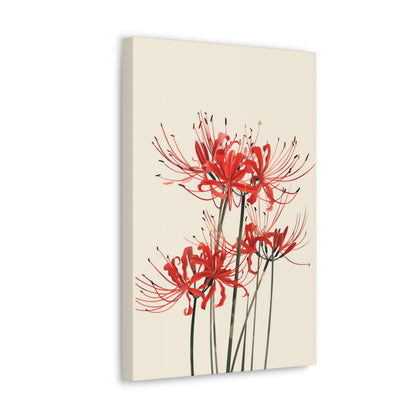 Red Spider Lily Flower Digital Illustration Canvas Gallery Wraps