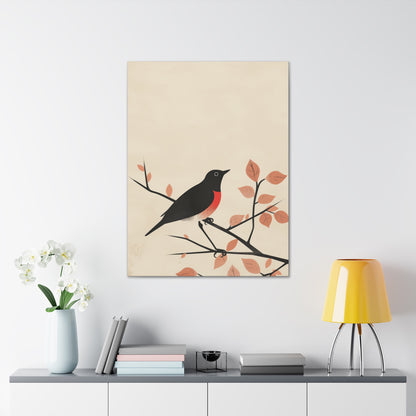 Bird siting on a tree branch Digital Illustration Canvas Gallery Wraps