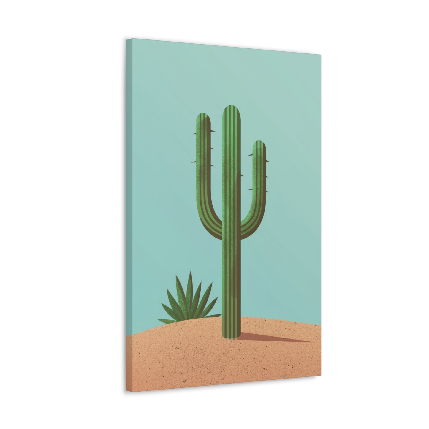 Saguaro Cactus in Desert - Illustration Canvas Gallery Wraps